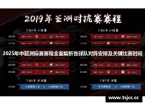 2025年中超洲际赛赛程全面解析各球队对阵安排及关键比赛时间